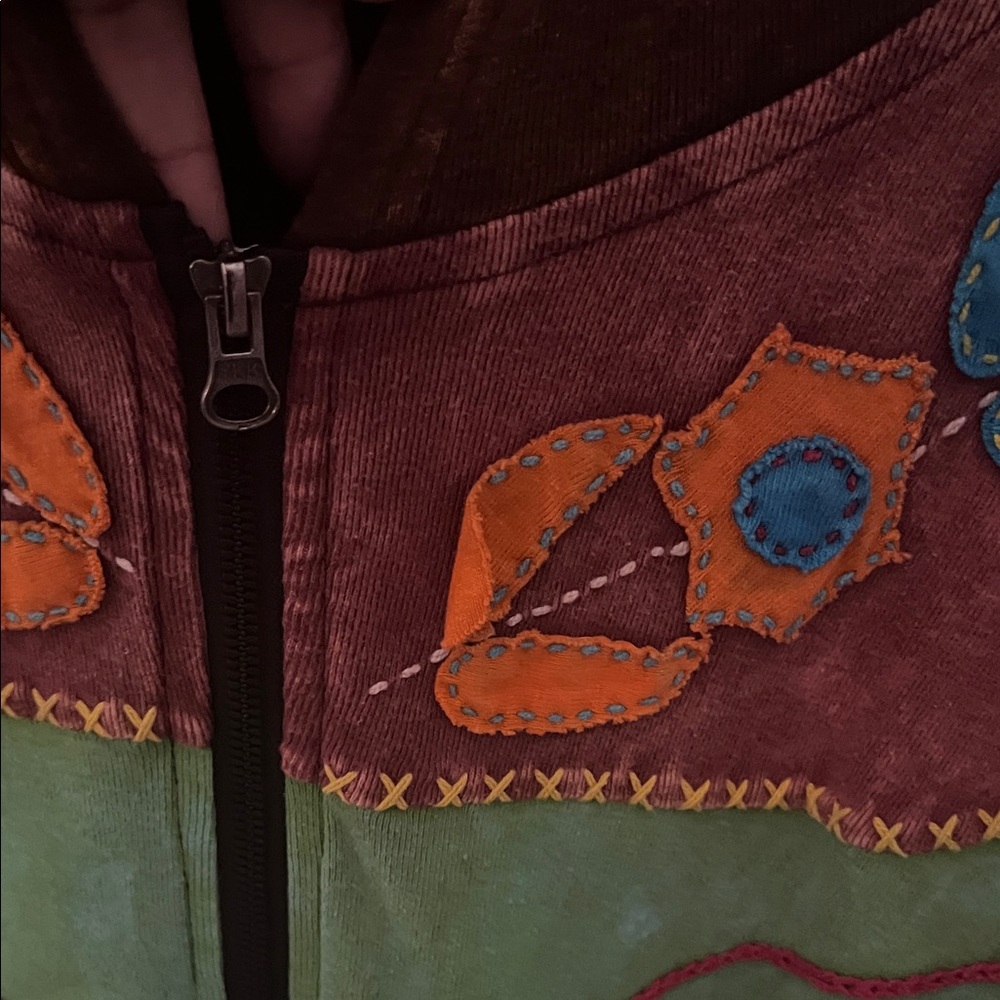 Vintage Made In Nepal 100% Cotton Patchwork Zip Up Small - Picture 5 of 9